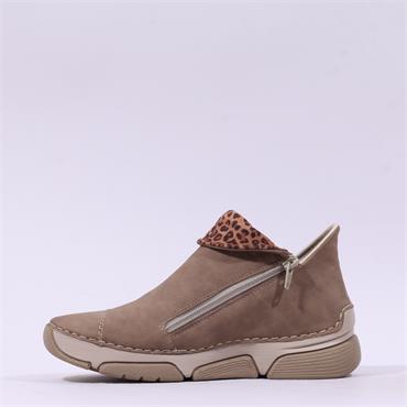 Rieker Folded Cuff Ankle Boot - Beige Leopard Combi